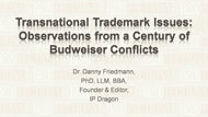 Transnational Trademark Issues: Observations from a Century of Budweiser Conflicts